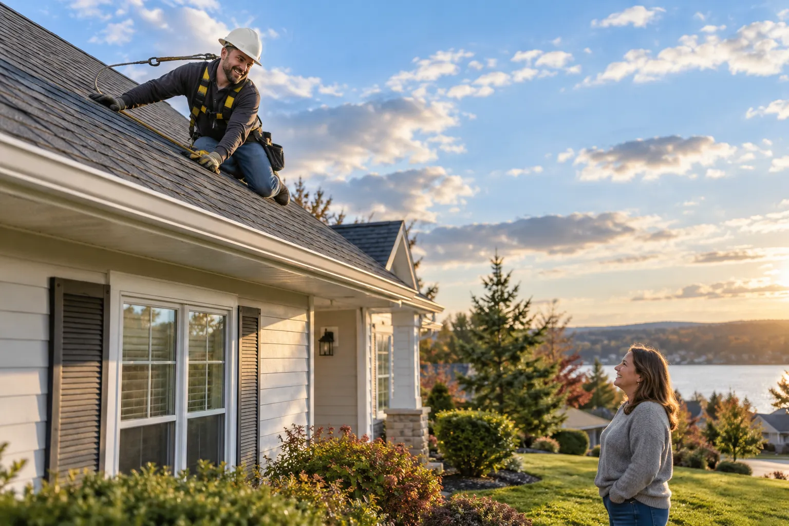A well-kept house in Rockwood with a freshly installed roof under a clear sky